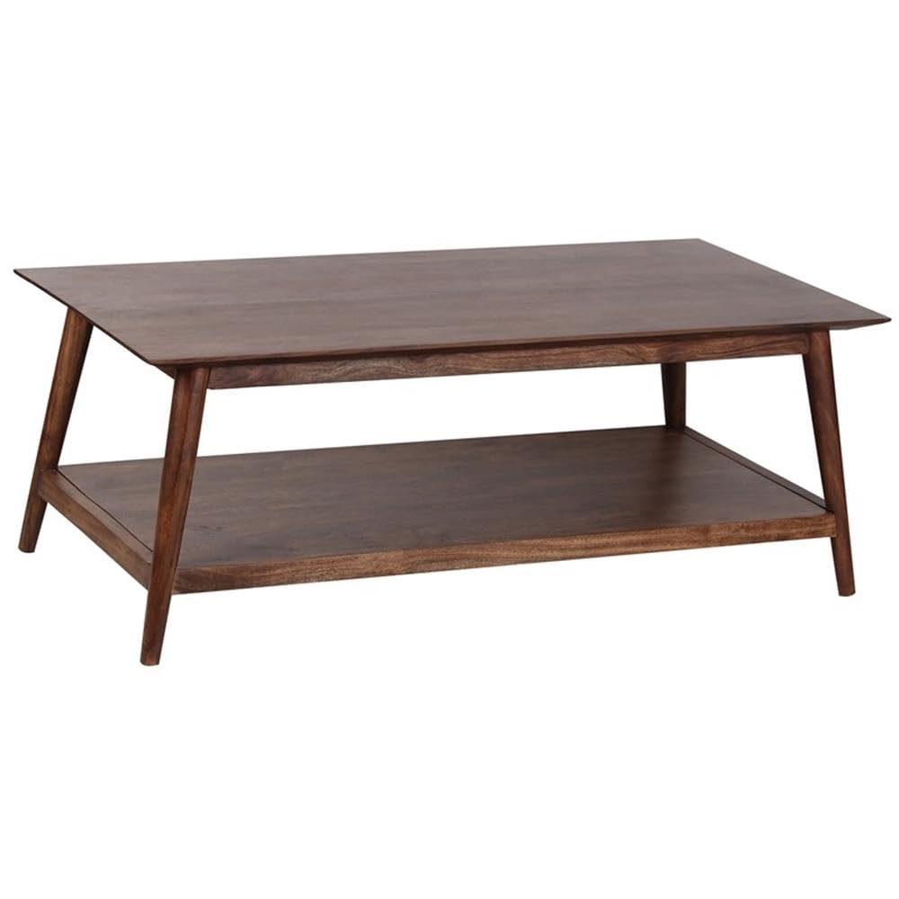 Hawthorne Collections Portola Solid Acacia Wood Coffee Table - Brown, Rustic Living Room Furniture, Perfect for Home Decor & Entertaining Guests