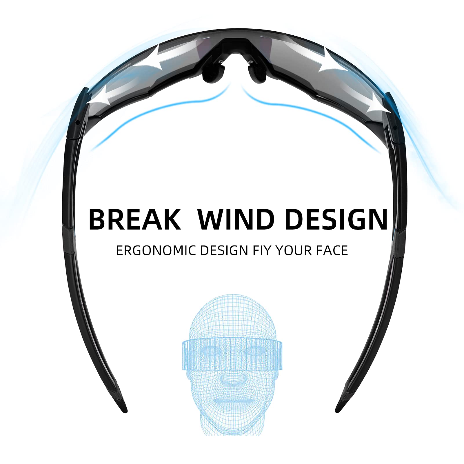 ROCKBROS Photochromic Cycling Sunglasses for Men - UV Protection Sports Bike Glasses for Running, Hiking & Outdoor Activities