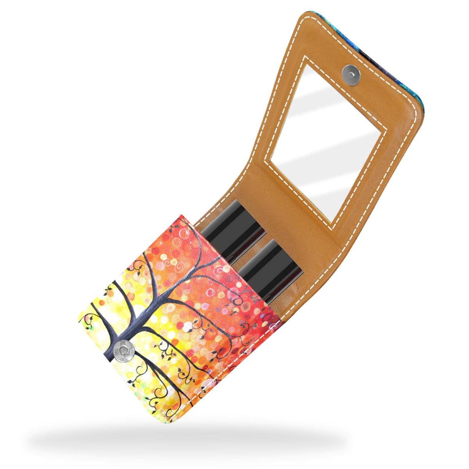 Personalized Lipstick Case - Portable Makeup Bag & Cosmetic Pouch Organizer with Artistic Tree Design - Perfect for Travel, Home Storage, and Gift Giving