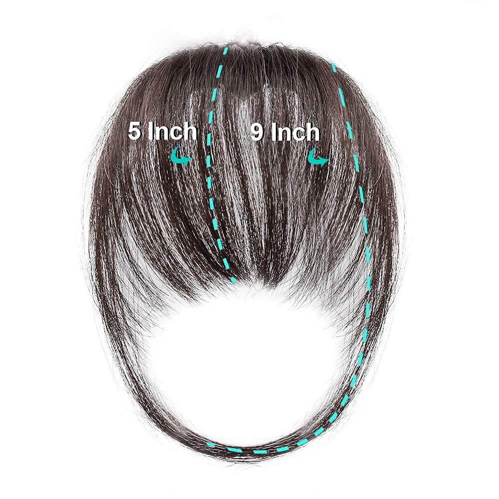 STAR WORK Clip in Bangs Human Hair Wispy Fringe with Temples - Natural Looking Hairpieces for Women, Flat Neat Bangs Hair Extension | Perfect for Daily Wear, Cosplay & Hairstyle Transformations