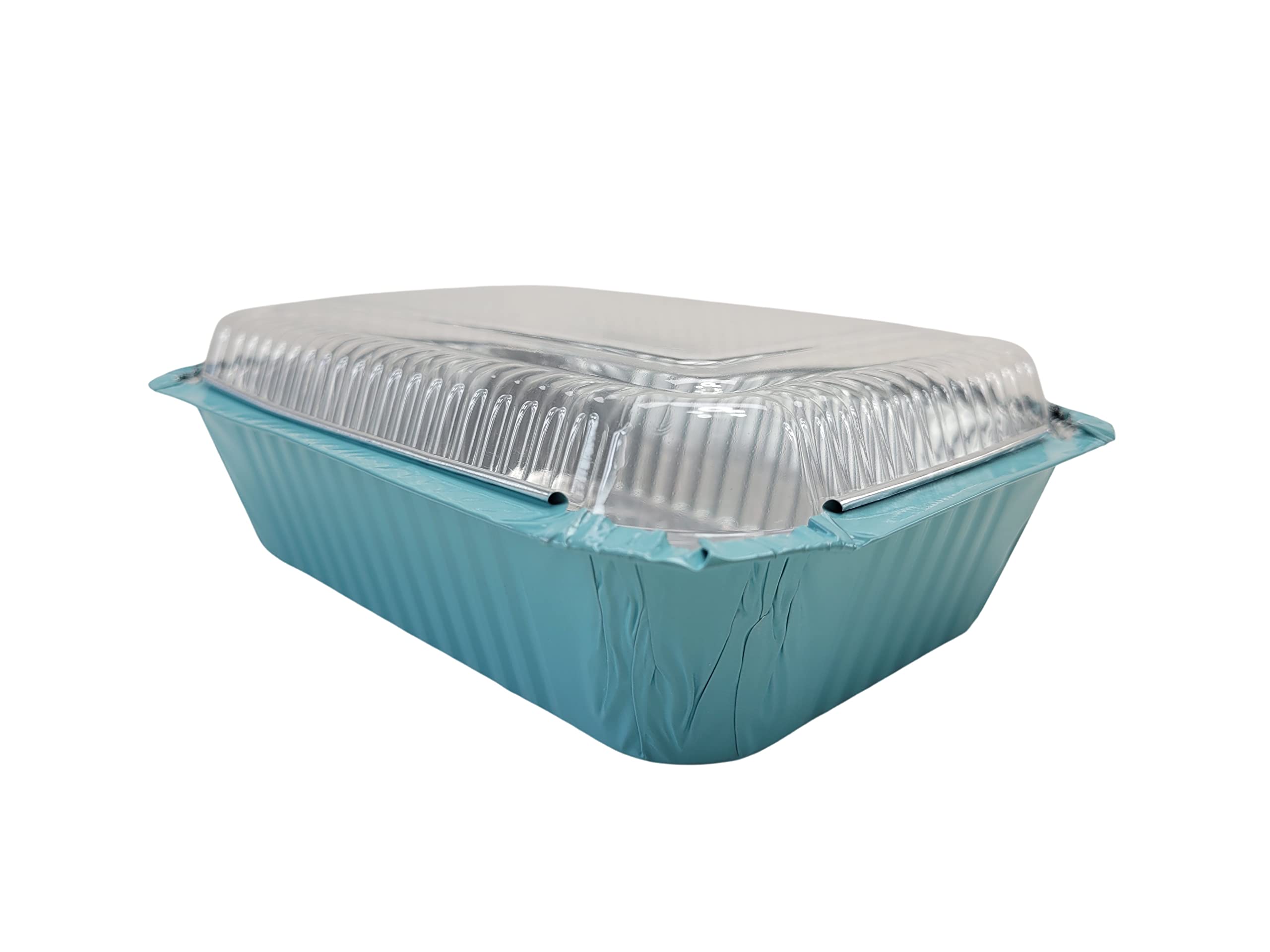 KitchenDance 1.5 lb Heavy Duty Colored Aluminum Foil Takeout Containers with Lids - Disposable Casserole Pans for Cooking, Baking, Freezing & Food Storage - Ideal for Meal Prep, Leftovers & Party Catering - Blue (Pack of 125)