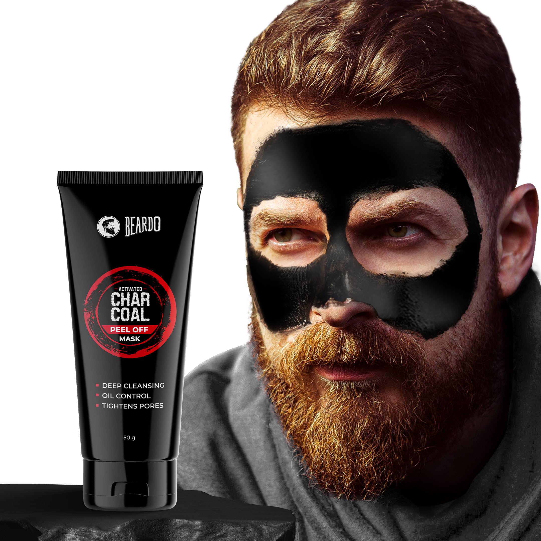 Beardo Charcoal Face Wash & Peel Off Mask Set - 50ml Face Wash & 50g Mask for Deep Pore Cleansing, Blackhead Removal & Glowing Skin | Men's Skincare Gift Set for Valentine's Day, Anniversary or Birthday | Perfect for Daily Face Care Routine & Special Occasion Gifting