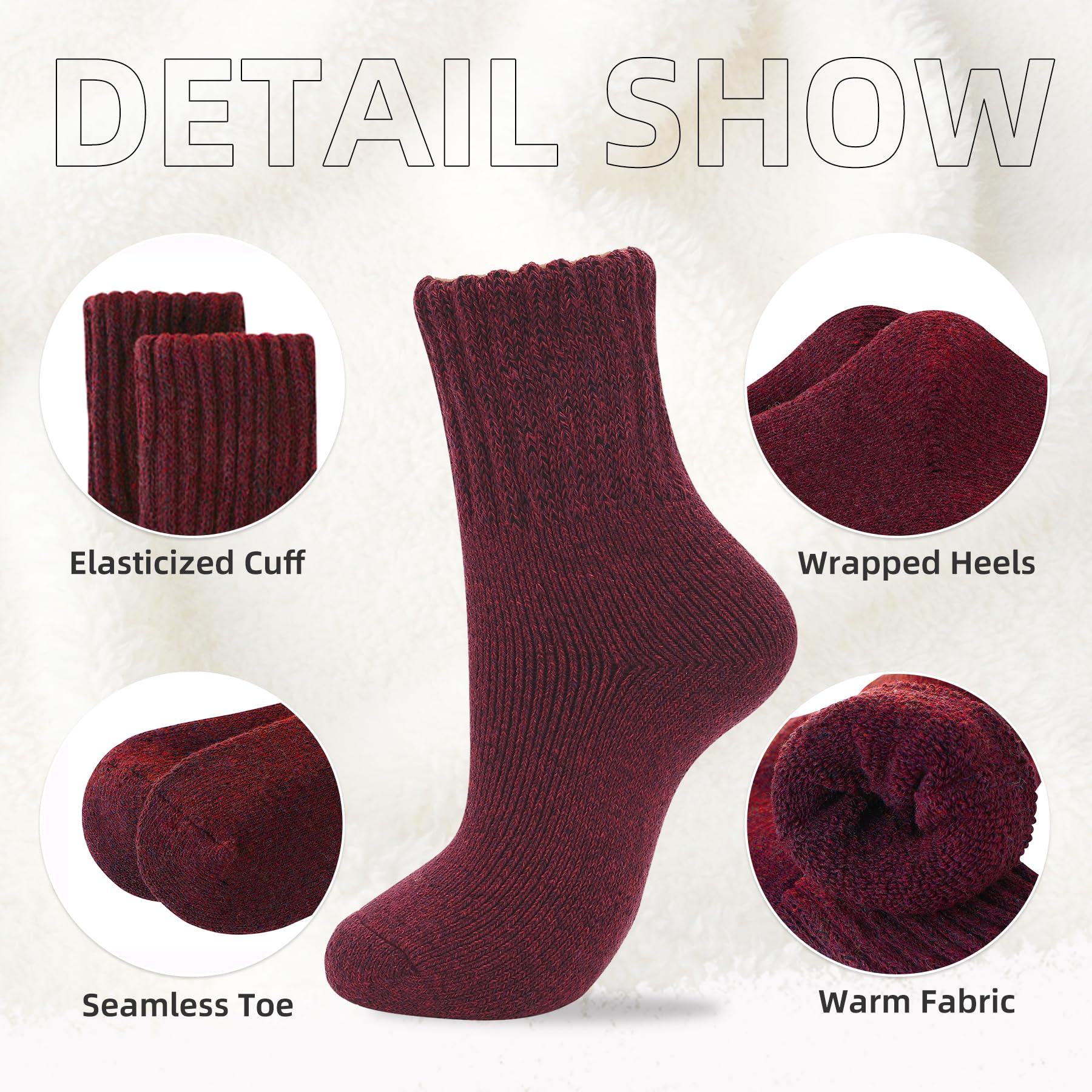 Zando Women's Cozy Warm Wool Boot Socks - Thick Long Crew Socks for Winter, Hiking & Cold Weather Comfort