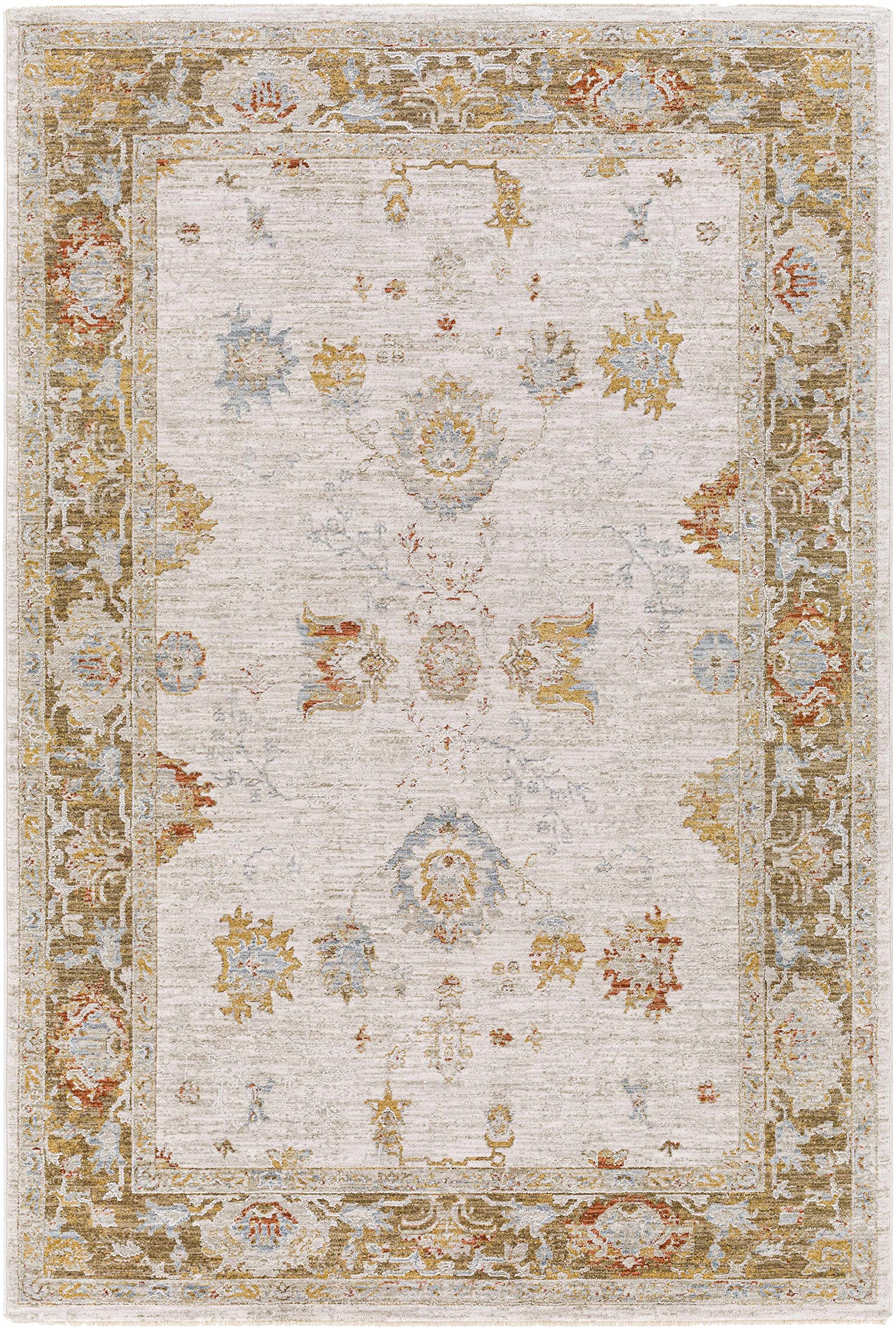 Hauteloom Elloree Soft Modern Area Rug for Living Room & Bedroom - Blue, Gray, Red - 6'7
