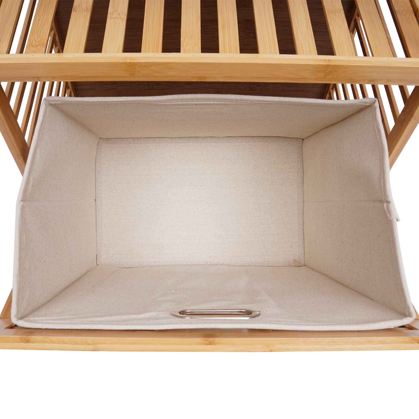 4-Tier Bamboo Laundry Hamper Organizer - Freestanding Clothes Storage Shelf Rack for Bathroom, Bedroom & Nursery - Perfect for Sorting Dirty Laundry, Storing Towels & Organizing Small Spaces