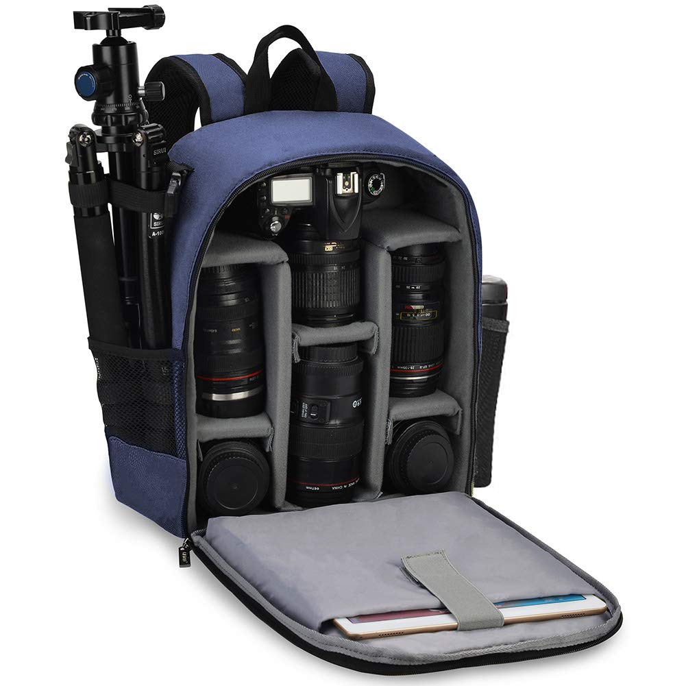 Professional Waterproof DSLR/SLR Mirrorless Camera Backpack - Compatible with Sony Canon Nikon Cameras, Lenses & Tripod Accessories (Blue) - Perfect for Travel, Hiking & Outdoor Photography