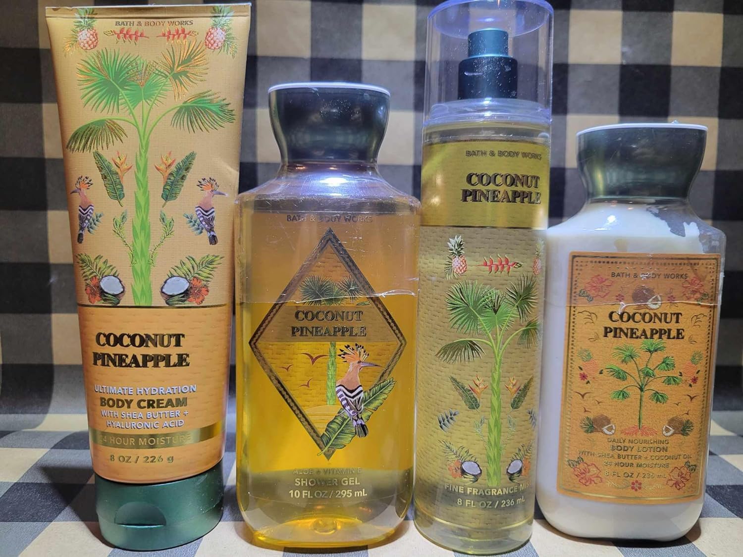 4-Pack Coconut Pineapple Bath & Body Wash Set - Ultimate Hydration Body Cream, Daily Nourishing Lotion & Fine Fragrance Mist for Smooth, Soft Skin | Perfect for Shower, Spa & Gift Giving