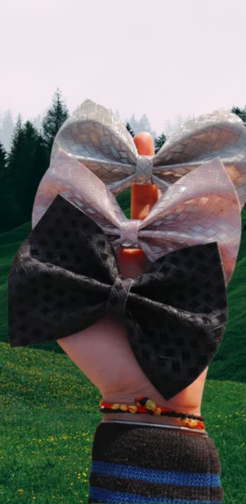 Luxury Satin Scrunchies & Big Bow Hair Clips for Girls - Unisex Hair Accessories with Grosgrain Ribbon, Alligator Clips & Unicorn Design (Pack of 2) - Perfect for School, Parties, Weddings & Everyday Styling