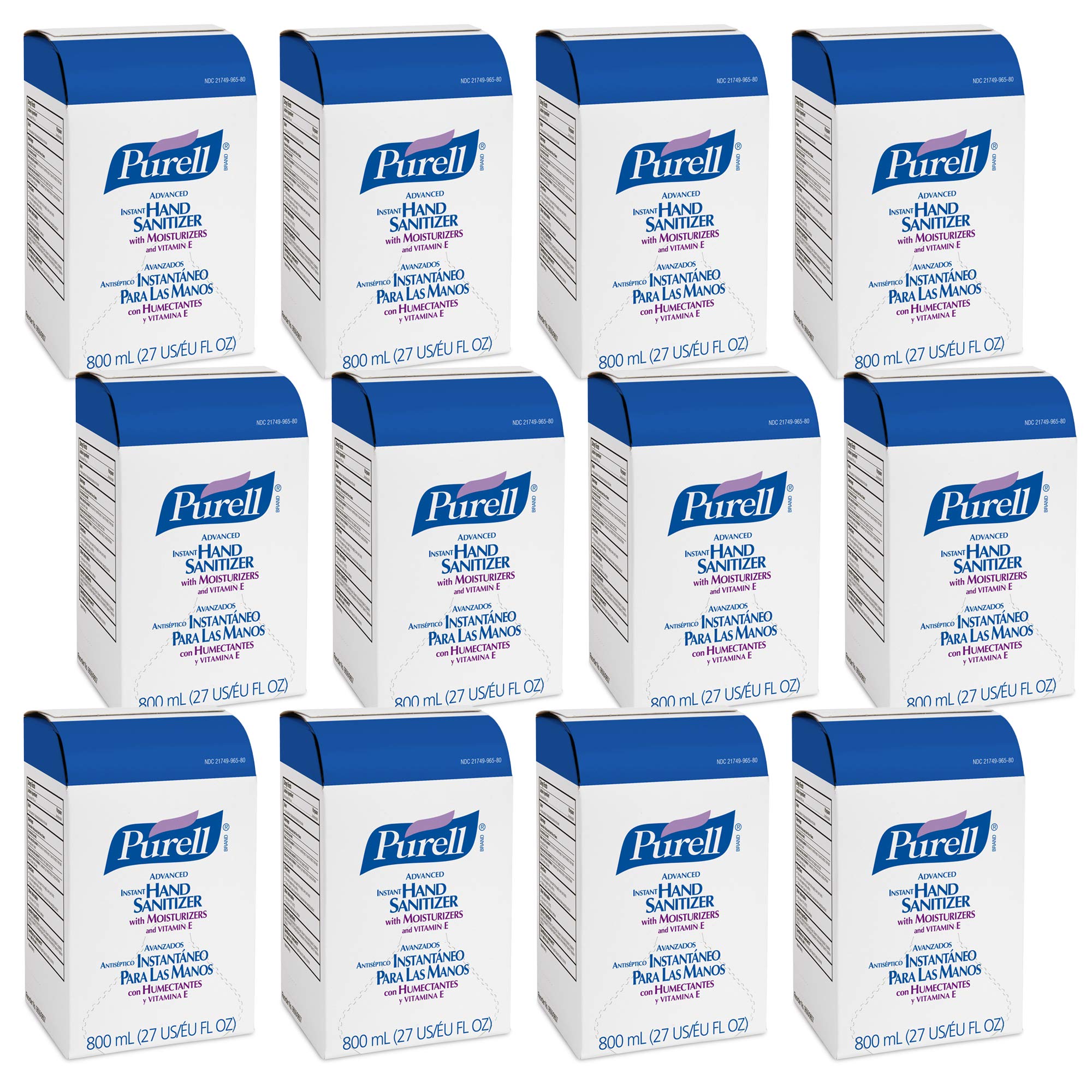PURELL Advanced Hand Sanitizer Gel Refill, 800mL (Pack of 12) - Alcohol-Based Sanitizing Gel for GOJO 800 Series Dispensers | Ideal for Offices, Schools, Hospitals & Public Spaces