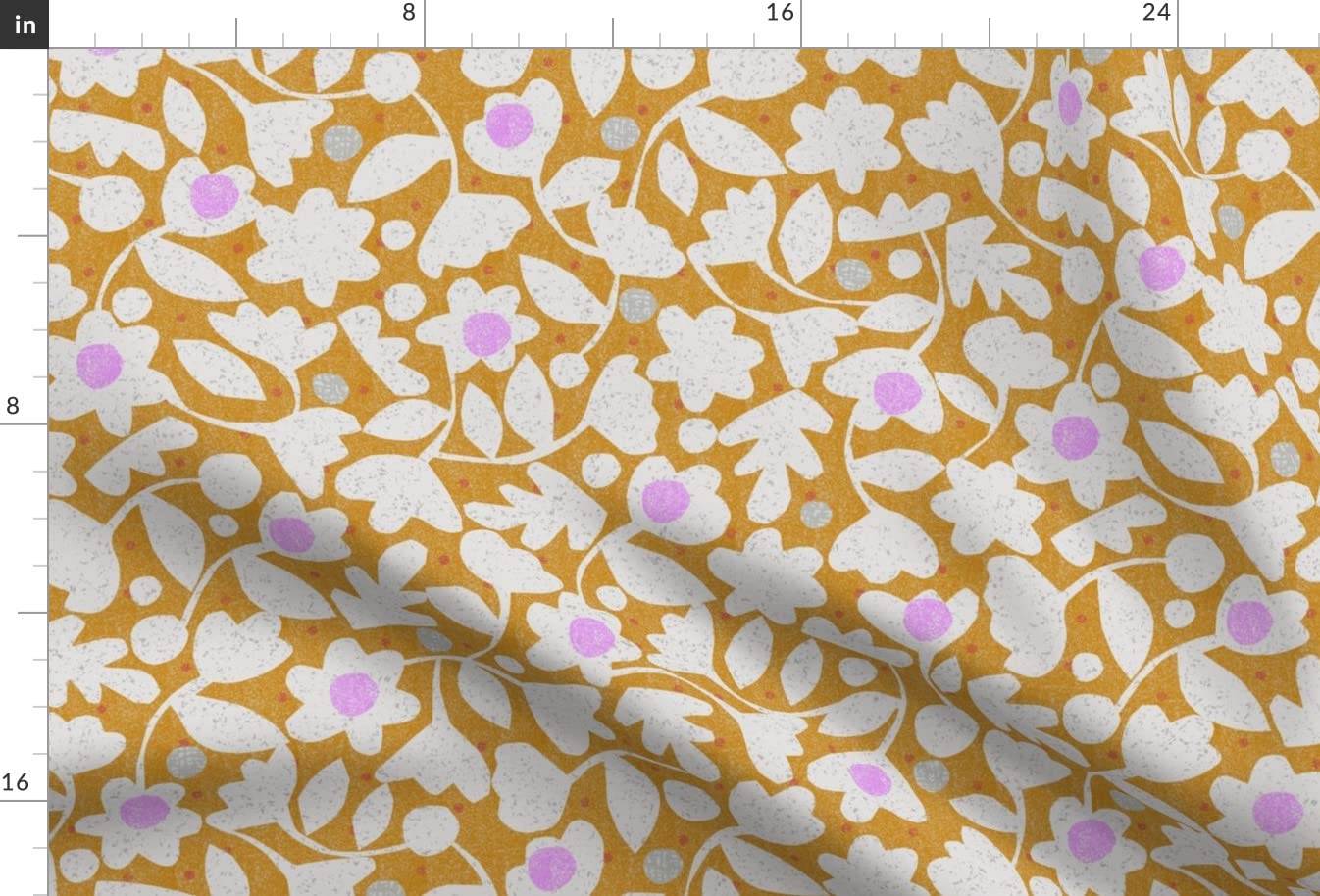 Spring Flowers Floral Modern Dots Printed Velvet Fabric - Upholstery, Home Decor & Apparel Material - Fat Quarter for DIY Projects, Curtains, Pillows & Fashion Sewing