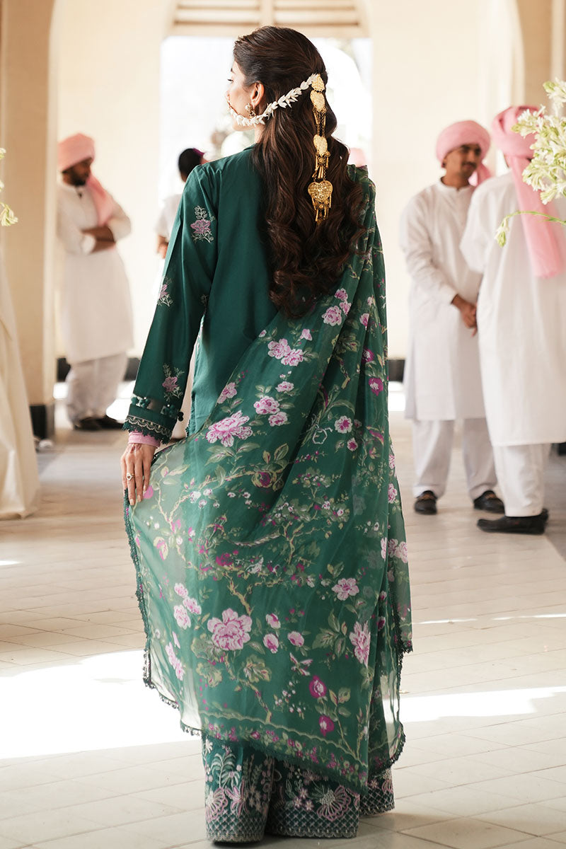 Laurel Green 3-Piece Embroidered Lawn Suit for Women | Elegant Pakistani Formal Dress | Perfect for Weddings, Parties & Special Occasions