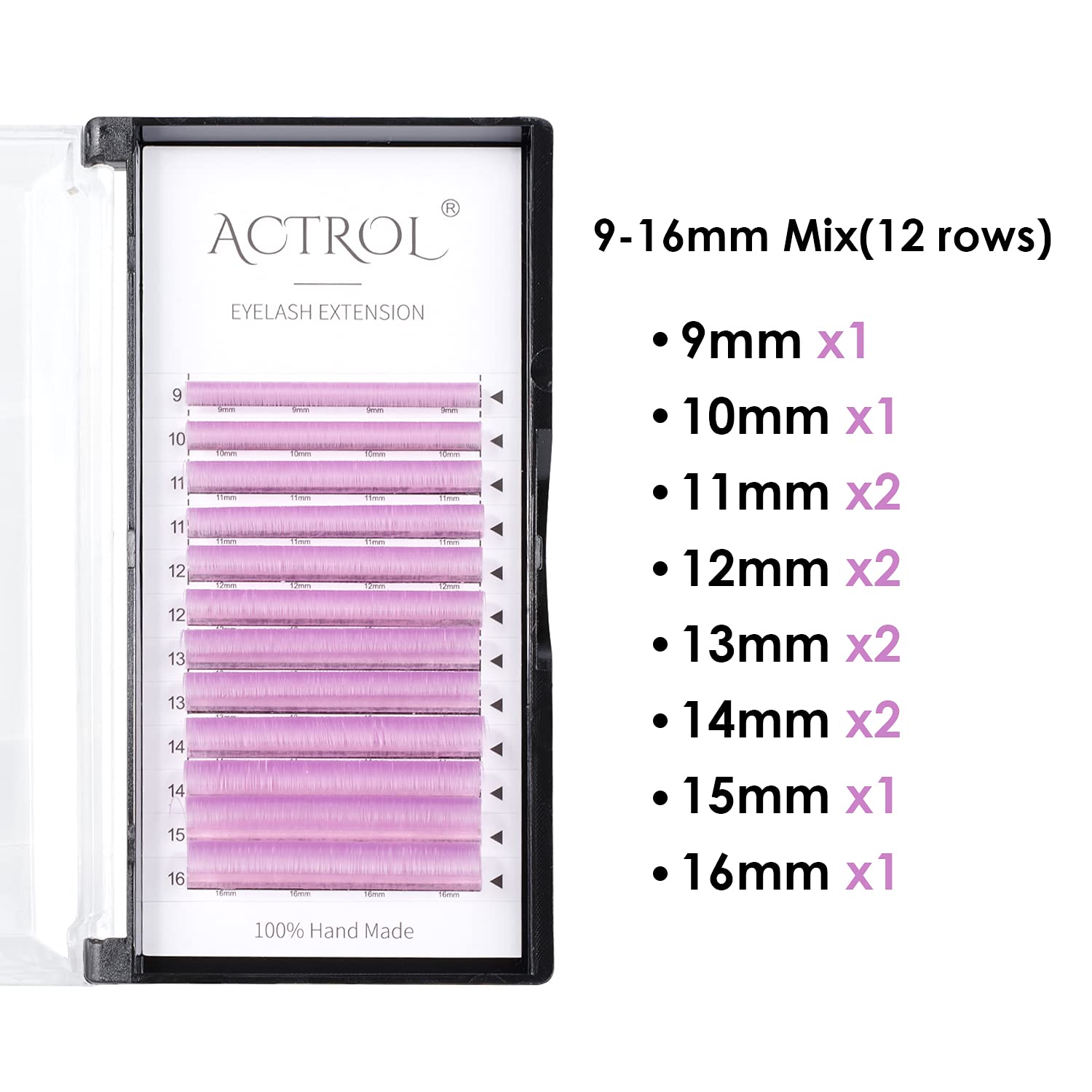 Purple D Curl Premade Volume Eyelash Extensions 9-16mm - Easy Fanning 0.07mm Lashes for Professional Salon & DIY Makeup | Mixed Length Colored Lashes for Dramatic Eye Looks