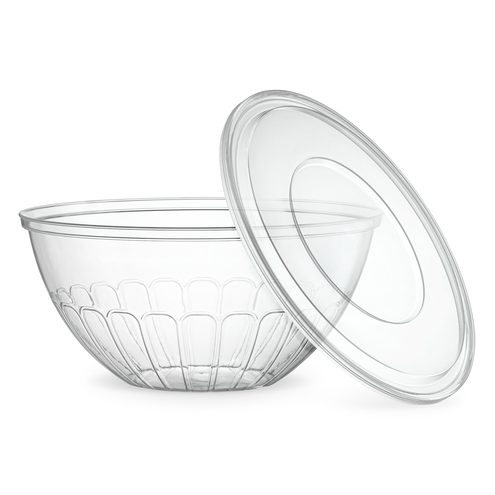 Clear Salad Bowl Set of 3 - BPA-Free Plastic Serving Bowls for Fresh Salads, Fruits, Snacks - Perfect for Parties, Picnics & Family Dinners