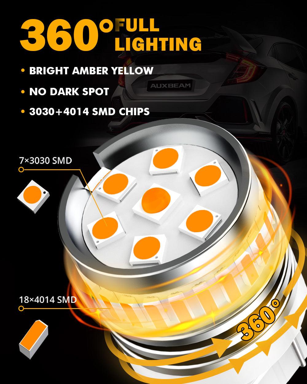 7440 7440A LED Turn Signal Light Bulbs - 11W 4000LM 3500K Amber B1 Series (2 Pack) - Front/Rear/Side Marker Lights for Cars, Trucks & SUVs - Enhanced Visibility & Safety Day & Night