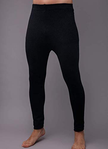 Premium Black Wool Men's Leggings - Thermal Base Layer for Winter, Hiking & Outdoor Activities - Soft & Breathable Cold Weather Tights for Running, Skiing & Workout