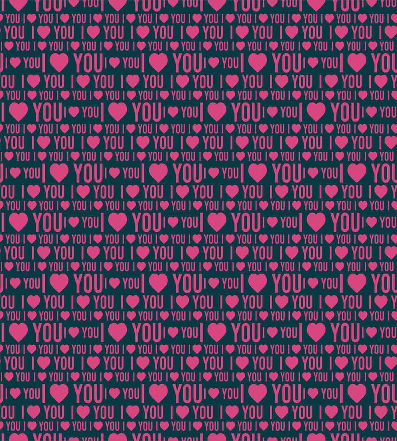 Ambesonne Romantic I Love You Duvet Cover Set - Queen Size 2-Piece Bedding with Heart Patterns & Love Words, Valentine's Day Couples Gift (Magenta & Dark Grey) for Master Bedroom, Guest Room, or Anniversary Present