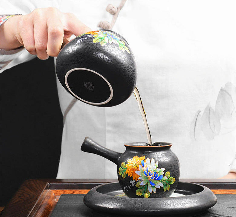 Premium Iron Style Chinese Floral Tea Set - Traditional Gongfu Tea Ceremony Set for Home, Office & Gifts | Elegant Blooming Tea Accessories for Relaxation & Chinese Culture Lovers