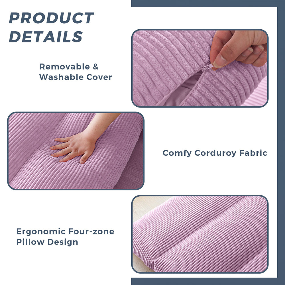 MAXYOYO Corduroy Bean Bag Folding Sofa Bed - Extra Wide Foldable Floor Mattress in Purple | Perfect for Living Room Lounging, Guest Bed & Dorm Room Comfort