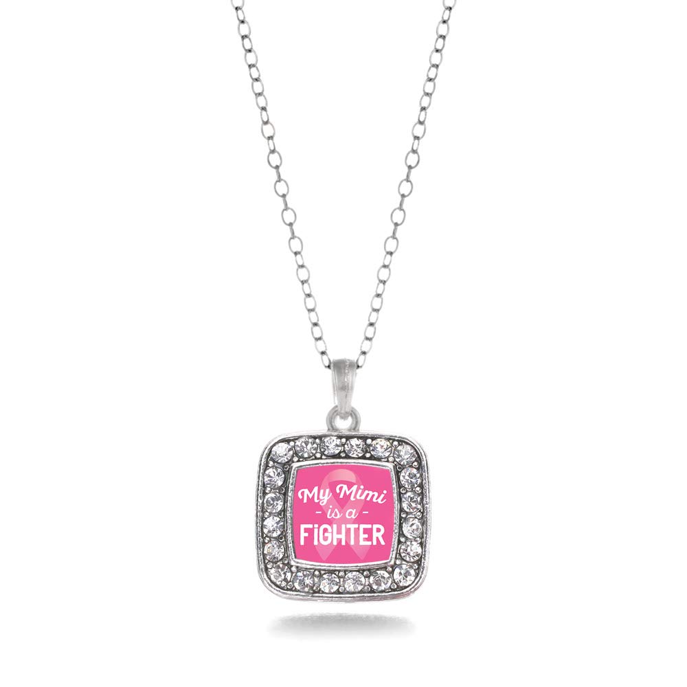 Inspired Silver - 18 Inch Sterling Silver Square Charm Necklace with Cubic Zirconia for Women | Elegant Jewelry Gift for Birthday, Anniversary & Special Occasions