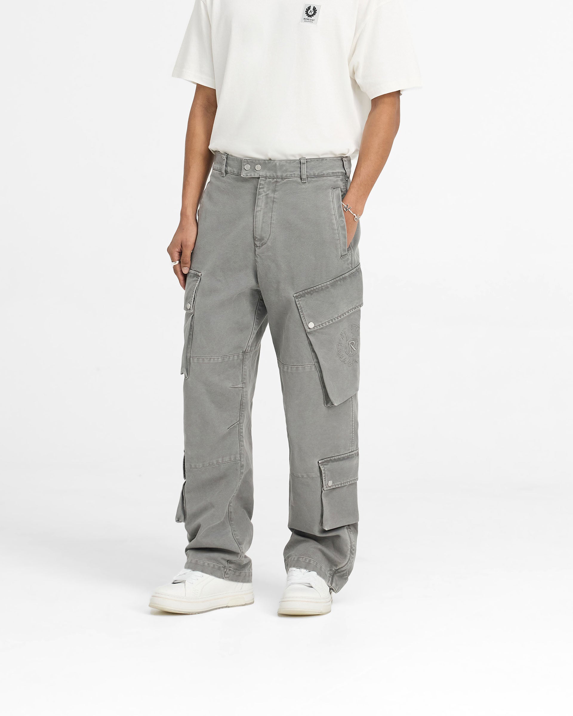 Represent X Belstaff Enduro Cargo Pants in Shadow - Durable Men's Cargo Pants for Urban Streetwear & Outdoor Adventures