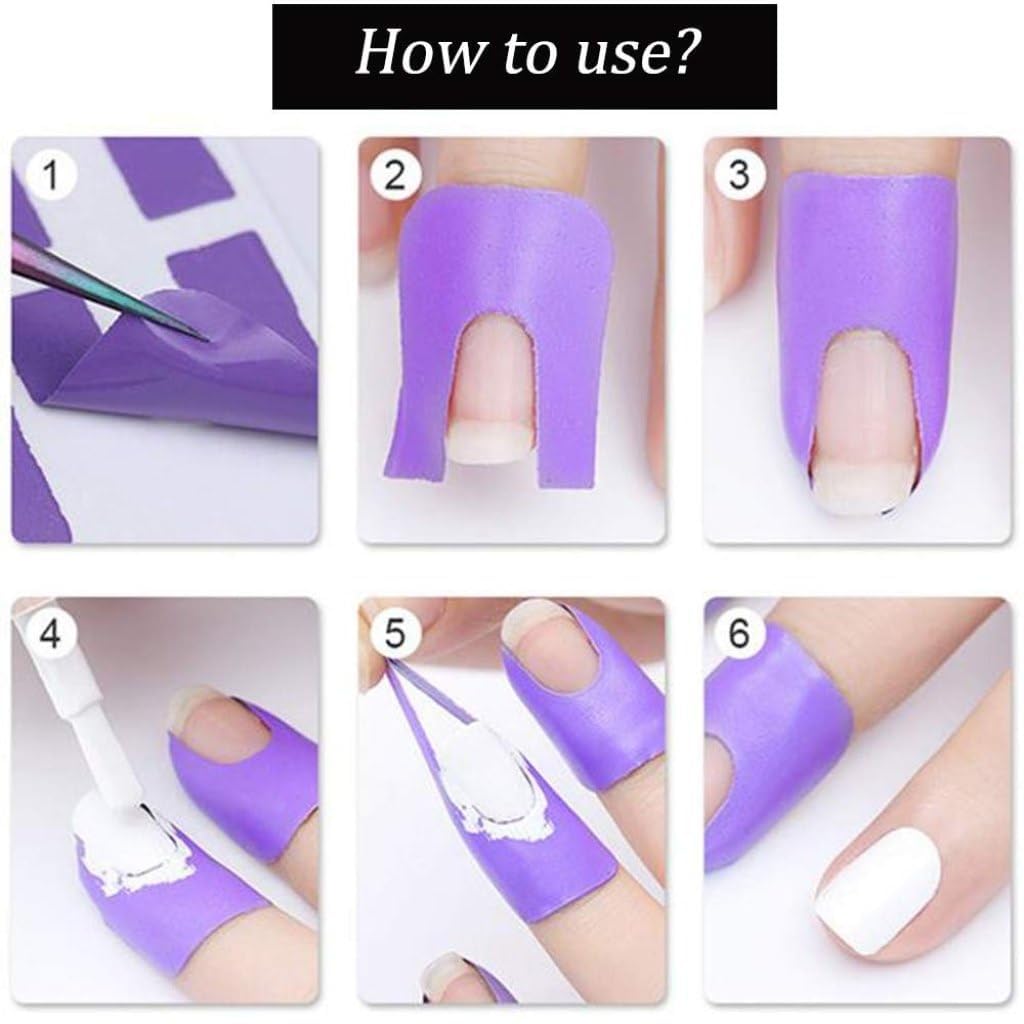 U-Shaped Nail Polish Protector for Fingers - Peel Off Cuticle Guard for Nail Stamping, Painting & Manicure - RAJA DHIRAJ Nail Protector (2 Pack) - Perfect for Salon, Home DIY & Professional Nail Art