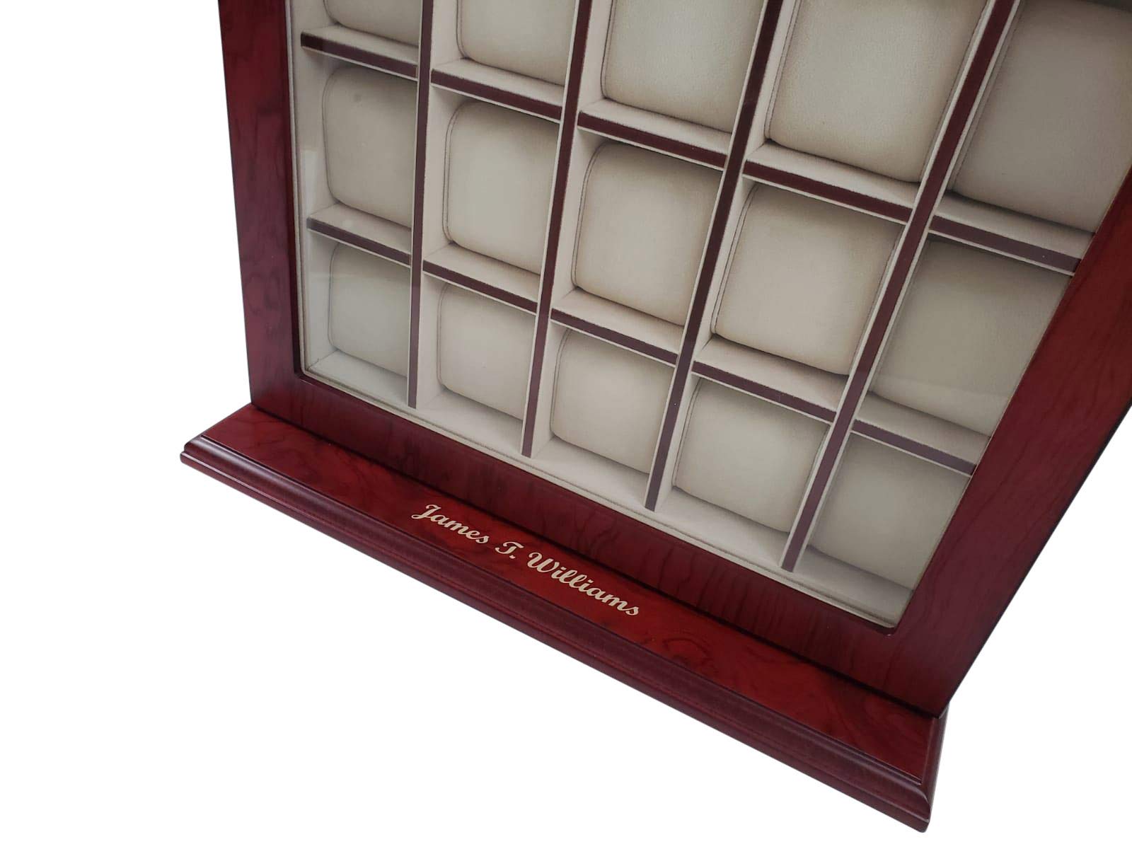 30-Piece Cherry Wood Personalized Watch Display Case - Wall Hanging Storage Organizer Box & Stand for Luxury Watch Collection (Home Decor, Jewelry Store Display, Gift for Watch Enthusiasts)