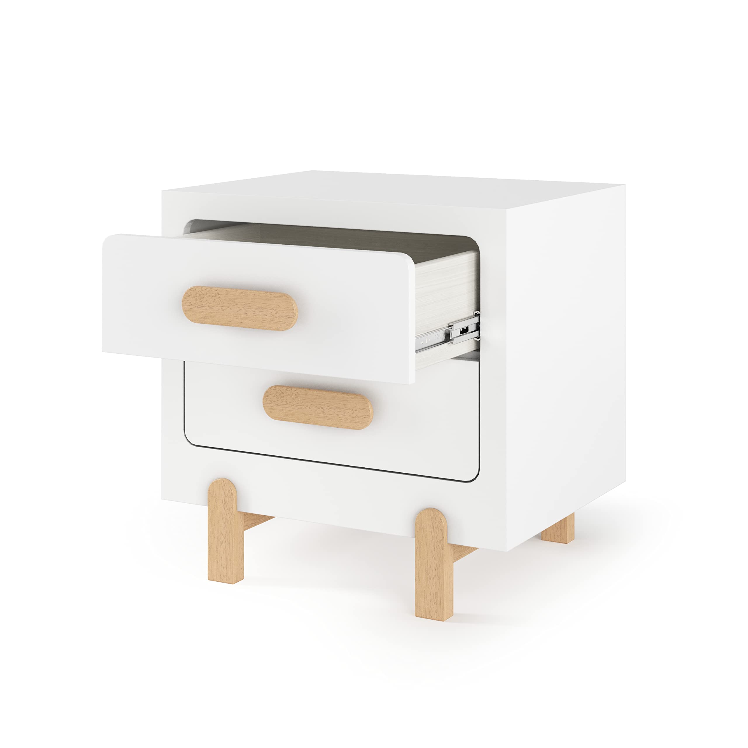 Child Craft Park Heights 2-Drawer Nightstand - Sturdy Pinewood Nursery & Bedroom Side Table with Large Storage | Made in USA | Fully Assembled Matte White | Perfect for Kids' Rooms, Guest Bedrooms & Small Spaces