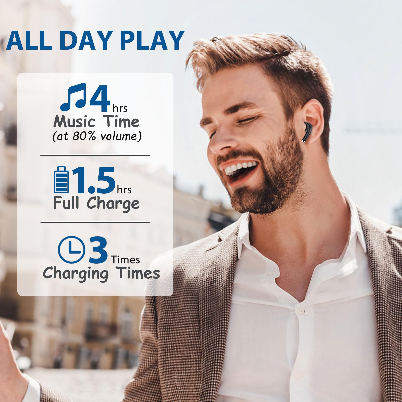 Wireless Bluetooth Earbuds with Noise Isolation & Mic - Compatible with iPhone 16/15 Pro Max/14/13 & Samsung Galaxy S24 Ultra/S23/S22/A35/Pixel 8 Pro/7 - Perfect for Workouts, Commuting & Gaming
