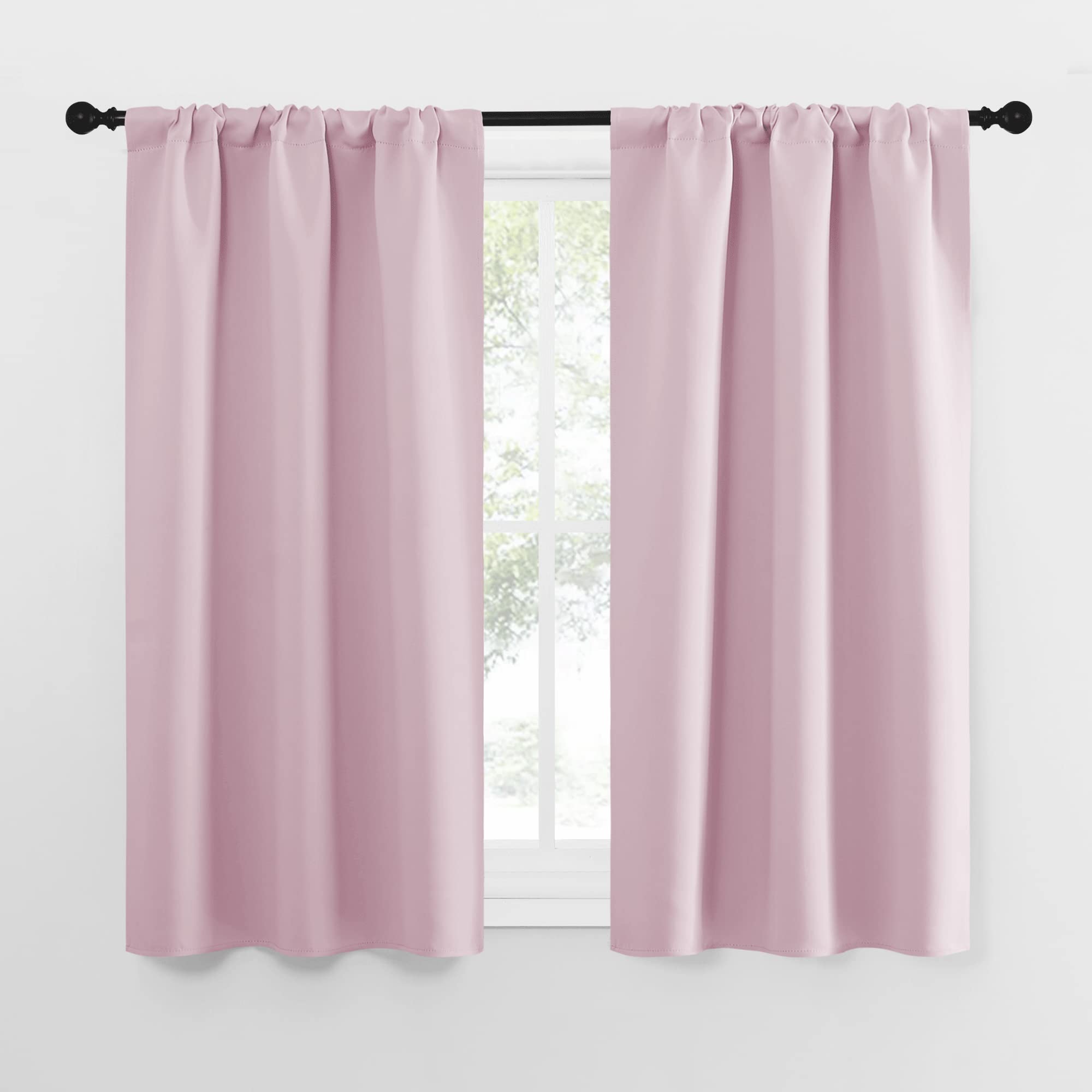 NICETOWN Blackout Kitchen Curtains - 34x54 Inch Light Blocking Window Drapes for Privacy - 2 Panel Set in Lavender Pink - Perfect for Loft, Cupboard, Cafe & Girls Bedroom Decor