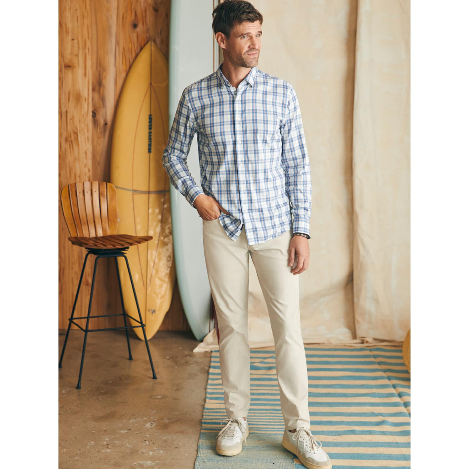 Faherty Men's Movement Shirt - Lightweight, Breathable & Stylish Button-Up for Casual Wear, Outdoor Adventures & Travel | Perfect for Hiking, Beach & Summer Outfits