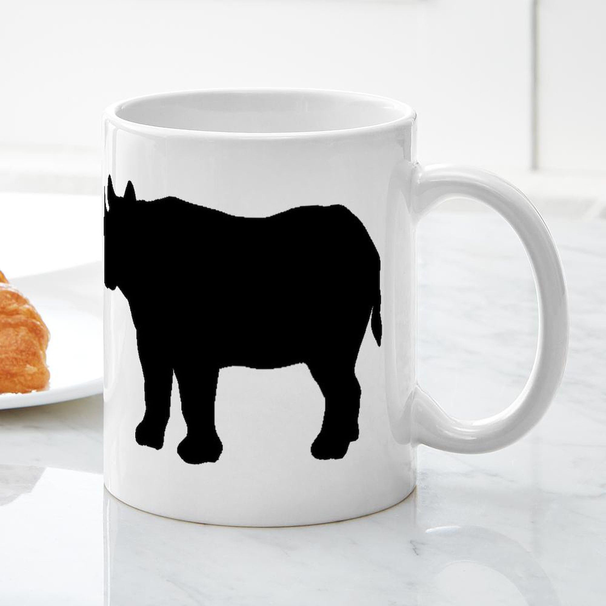 11 oz (325 ml) Ceramic Coffee Mug with Rhinoceros Silhouette Design - Perfect for Home, Office & Gifts | CafePress