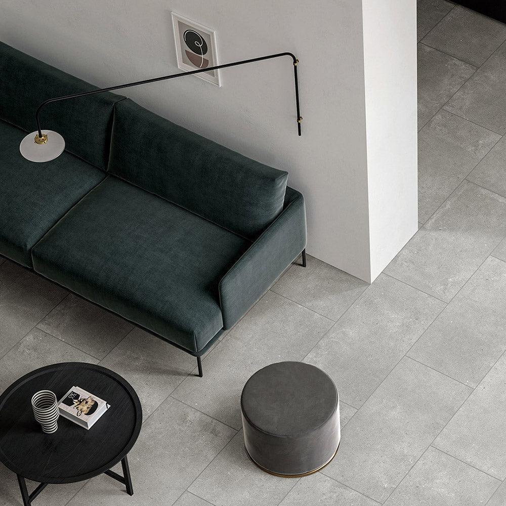 Premium Prague Light Grey 600x600mm Matte Concrete Look Porcelain Tile - Modern Flooring for Living Room, Kitchen & Commercial Spaces