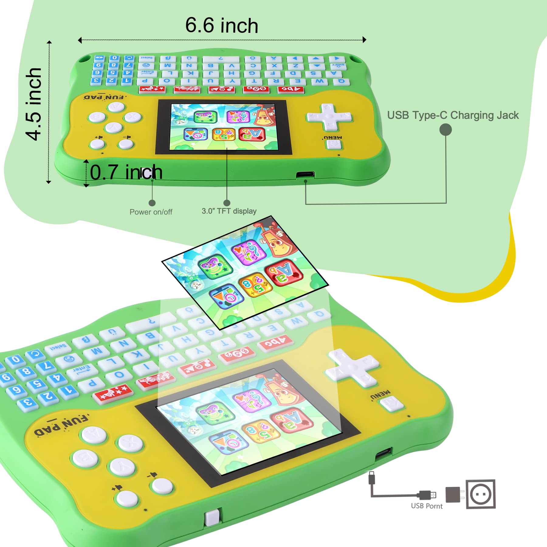 **Educational Kids Tablet for Toddlers Ages 3-12 - 102 Interactive Learning Activities with ABC, Words, Music & Math - Perfect Handheld Game Gift for Preschool Boys & Girls - Ideal for Home, Travel & Classroom Learning**