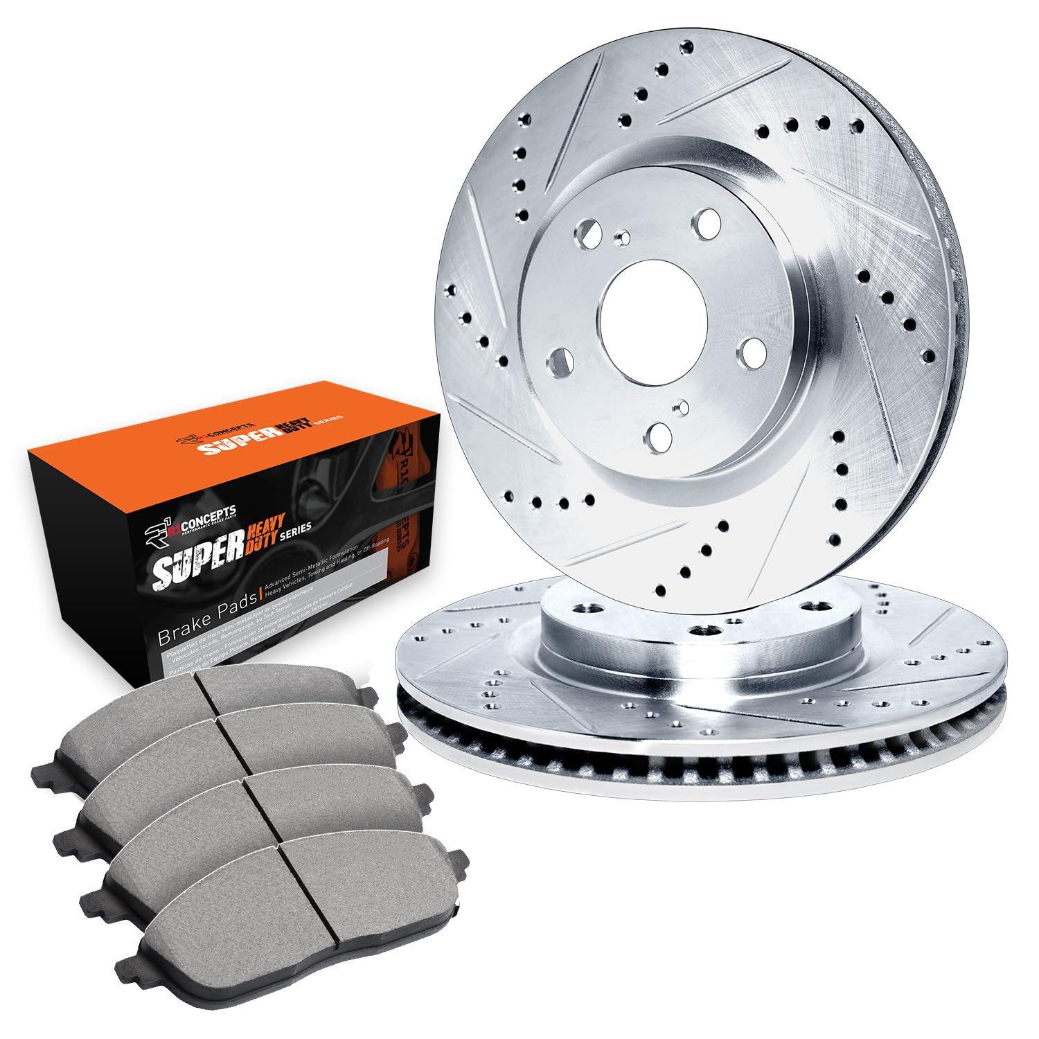 R1 Concepts Premium Front Brake Pads and Rotors Kit - FEC.66011.04 | Heavy Duty Braking System for Trucks & SUVs | Perfect for Towing, Off-Road & Daily Driving