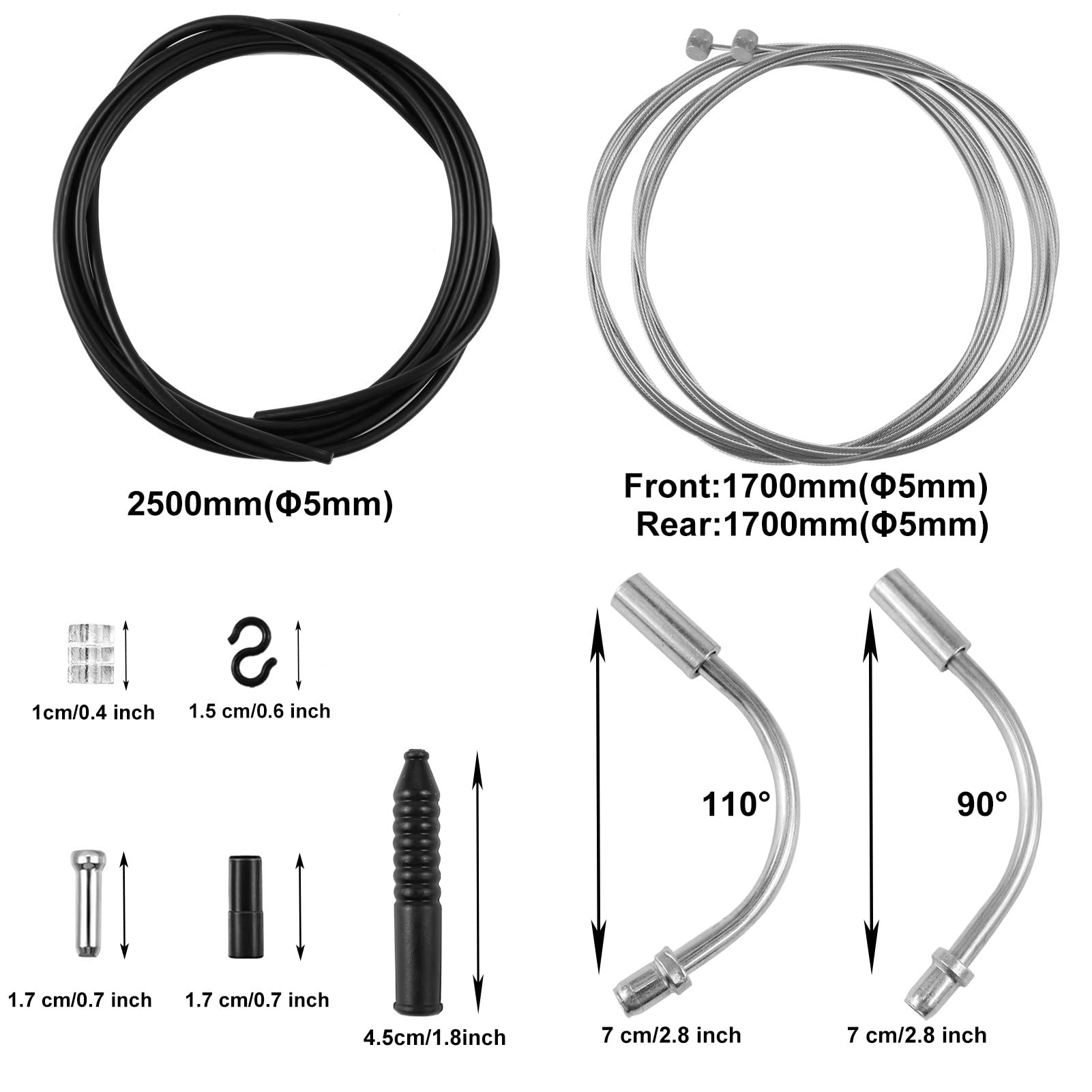 Premium Bike Brake Cable & Shifter Cable Housing Kit - Durable Bicycle Brake Line Set with V-Brake Noodles & Cable Guides (2 Plastic Hoses) for Road & MTB Mountain Bikes | Perfect for Cycling Maintenance & DIY Bike Repairs