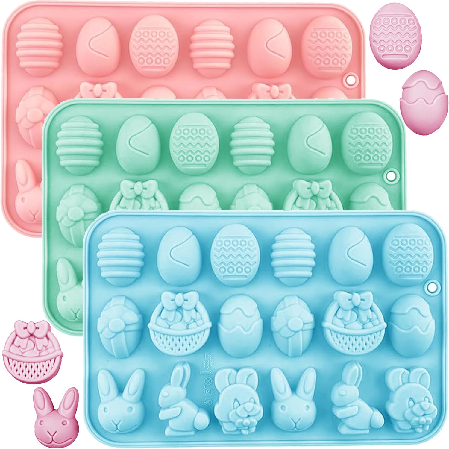 Easter Chocolate Molds Silicone - Bunny Egg Candy Baking Molds for Chocolate, Gummy, Resin, Soap, Wax Melts & Ice Cube - Perfect for DIY Crafts, Holiday Treats and Party Decorations