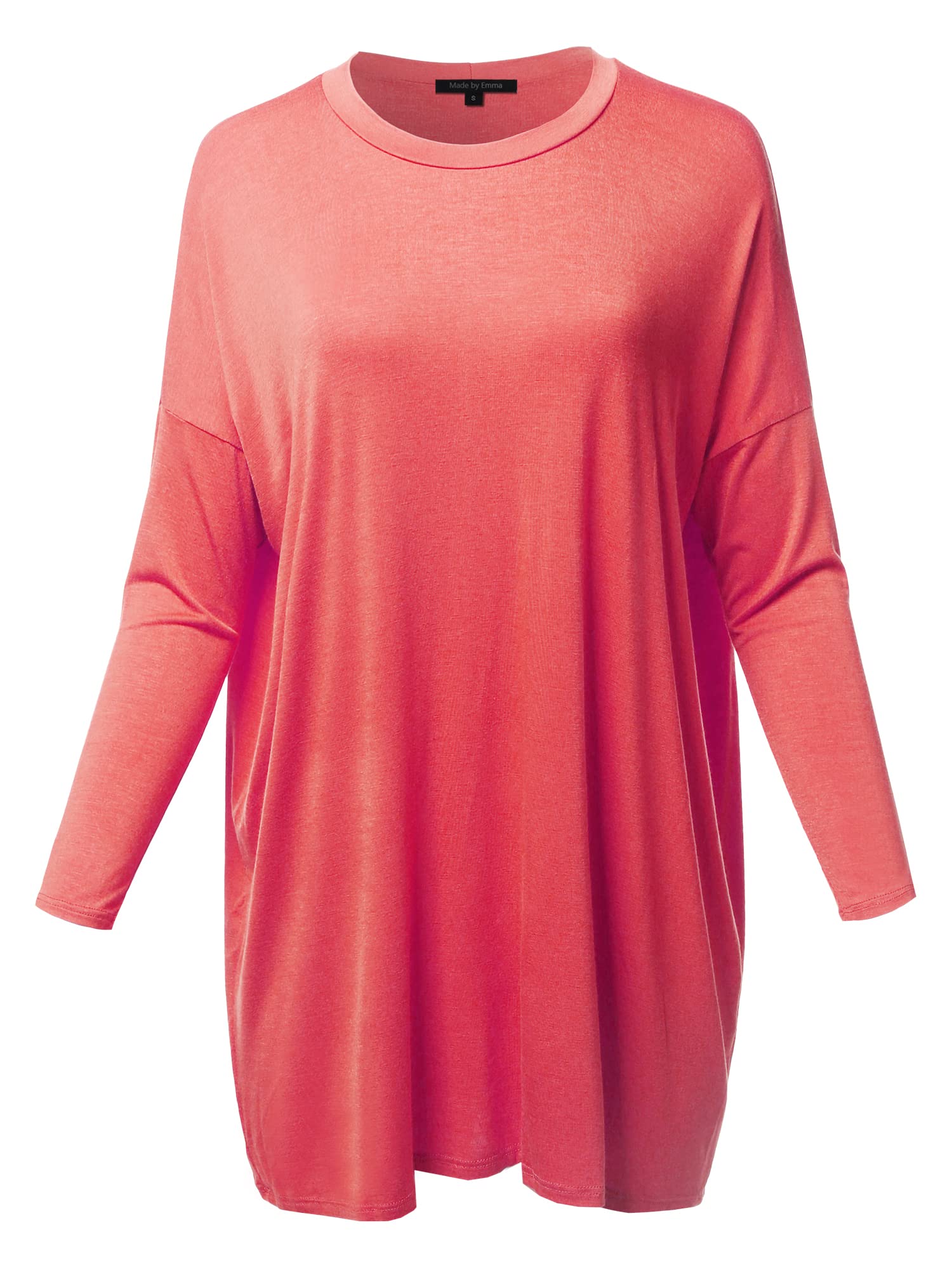 Emma Women's Casual Loose Fit Dolman Sleeve Tunic Top - Comfortable Flowy Blouse for Everyday Wear, Work & Weekend Outfits