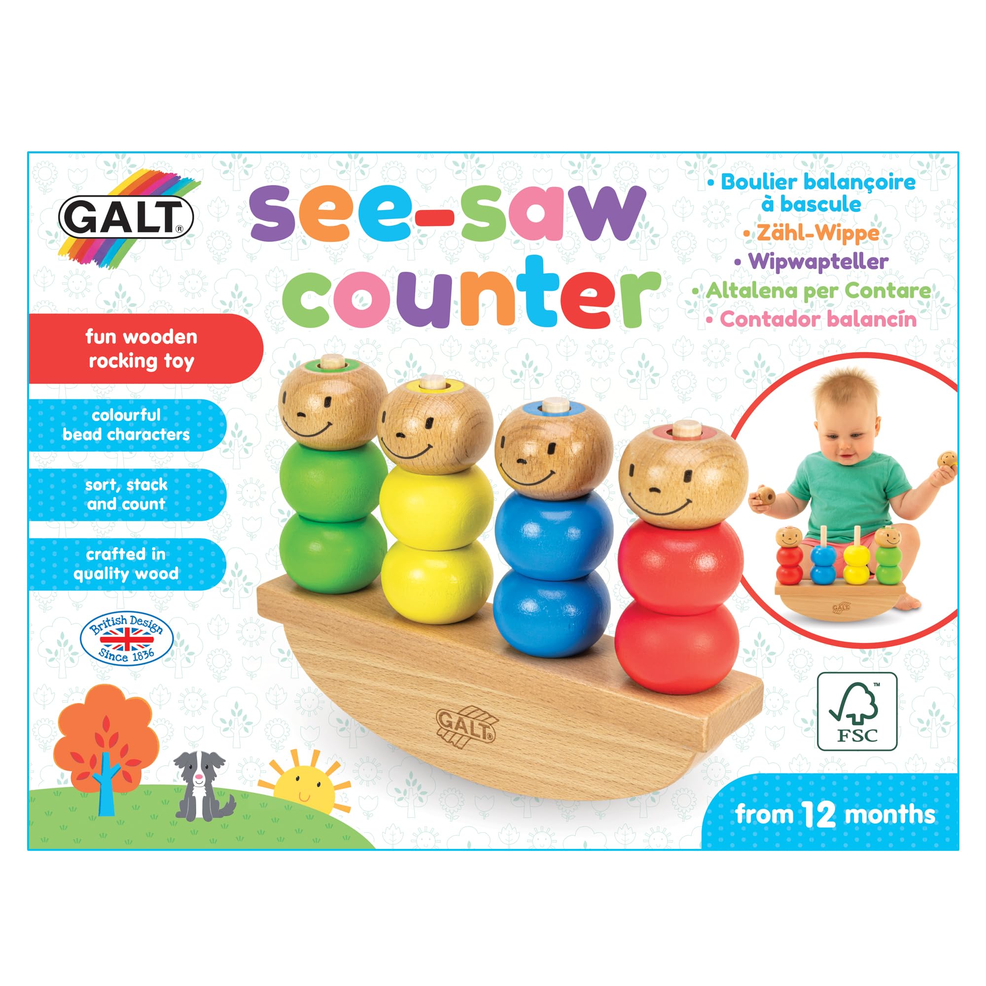 Galt Toys 1005230 See-Saw Counter - Fun & Educational Balance Toy for Kids - Perfect for Counting Games & Early Math Learning at Home or Classroom