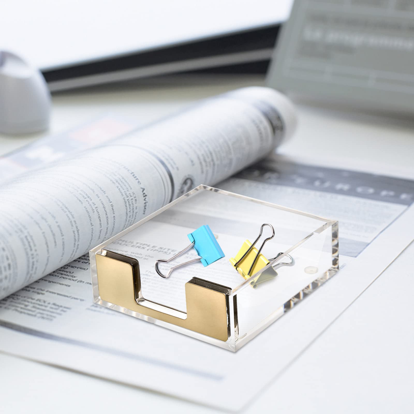 TOPZEA 2 Pack Clear Acrylic Sticky Note Holder - Modern Memo Pad Dispenser & Desk Organizer for Office, School, Home - Perfect for Notes, Reminders & Task Management