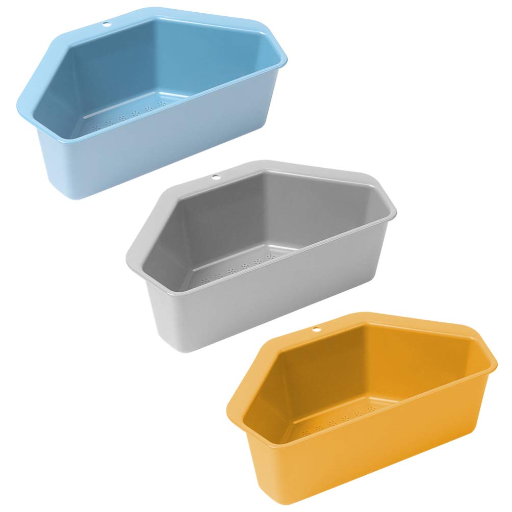 DOITOOL 3-Pack Suction Cup Drain Basket Storage Rack - Plastic Sink Organizer with Filter for Bathroom, Kitchen, Laundry Room | Space-Saving Under-Sink Storage Solution for Sponges, Soaps & Cleaning Supplies