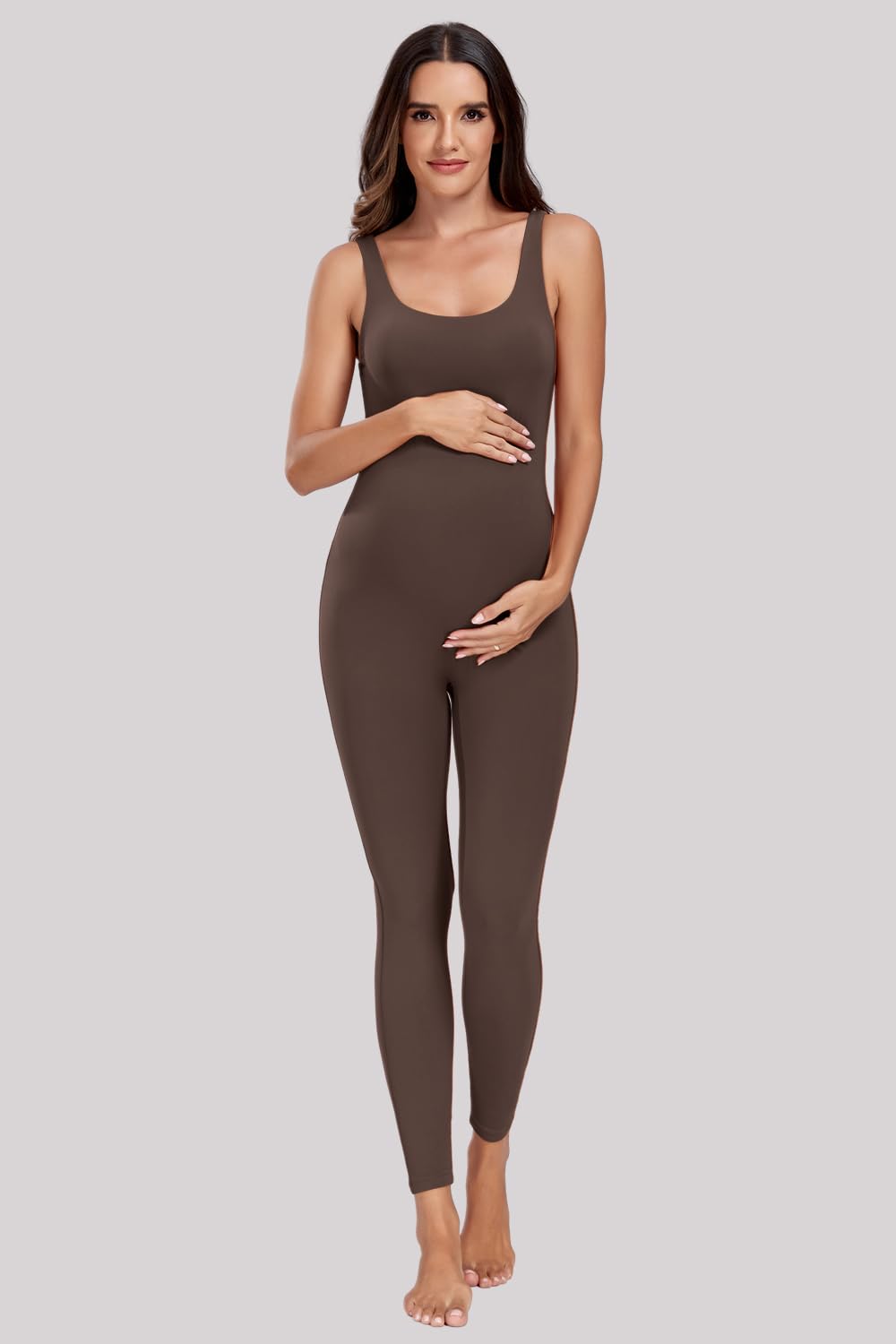 Lataly Women's Maternity Bodysuit - Pregnancy Shapewear Jumpsuit & Romper with Tank Top & Leggings - Comfortable Outfit for Pregnancy, Nursing & Postpartum Wear