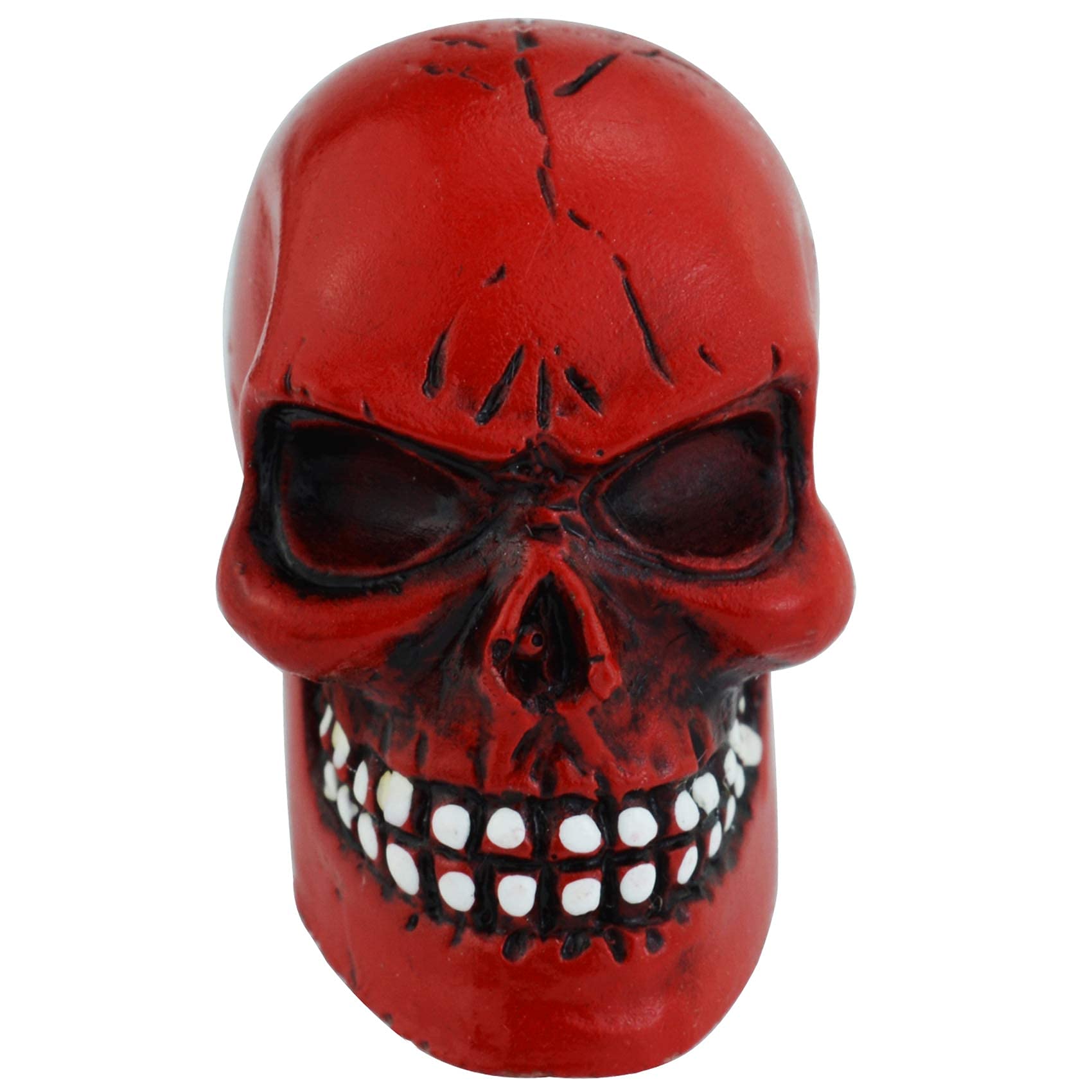 Abfer Skull Tire Valve Stem Covers - Red Car Accessories for Most Vehicles, Trucks, Motorcycles & Bikes - Durable Decorative Air Caps for Customization & Off-Road Adventures