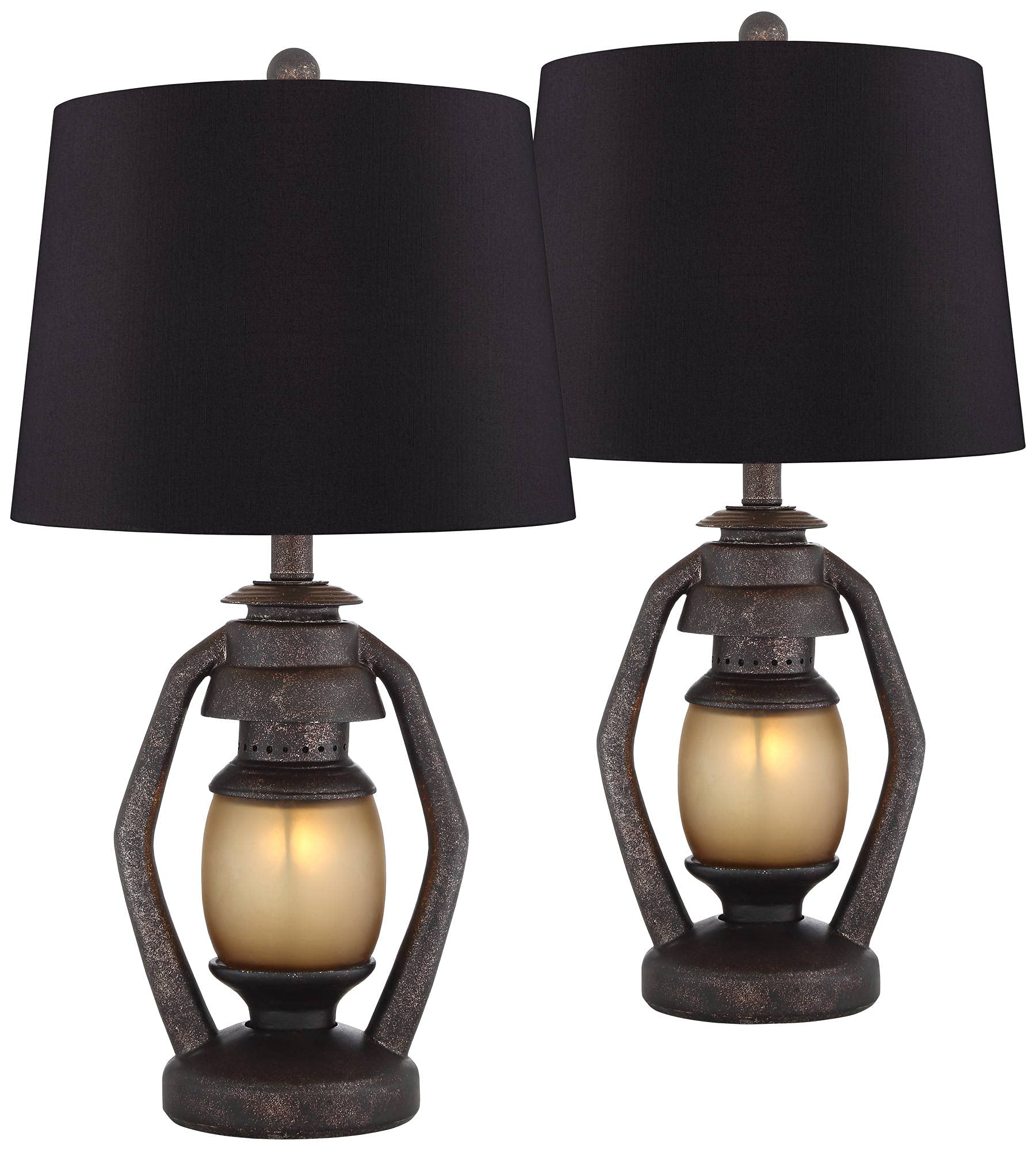 Franklin Iron Works Horace Rustic Farmhouse Industrial Table Lamps - Set of 2, 25.25