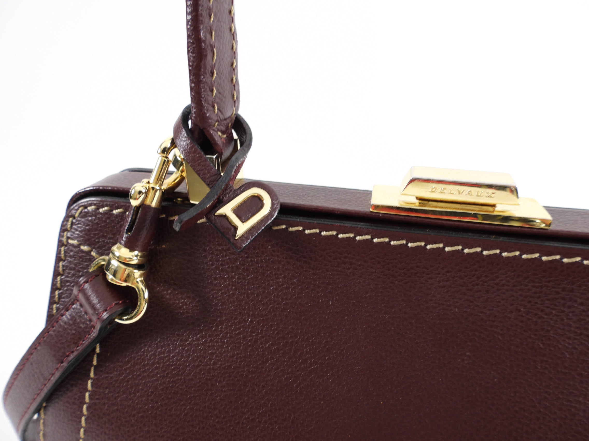 Delvaux Vintage Mahogany Leather Small Classic Jumping Bag - Luxury Crossbody Purse for Women, Perfect for Date Night & Special Occasions