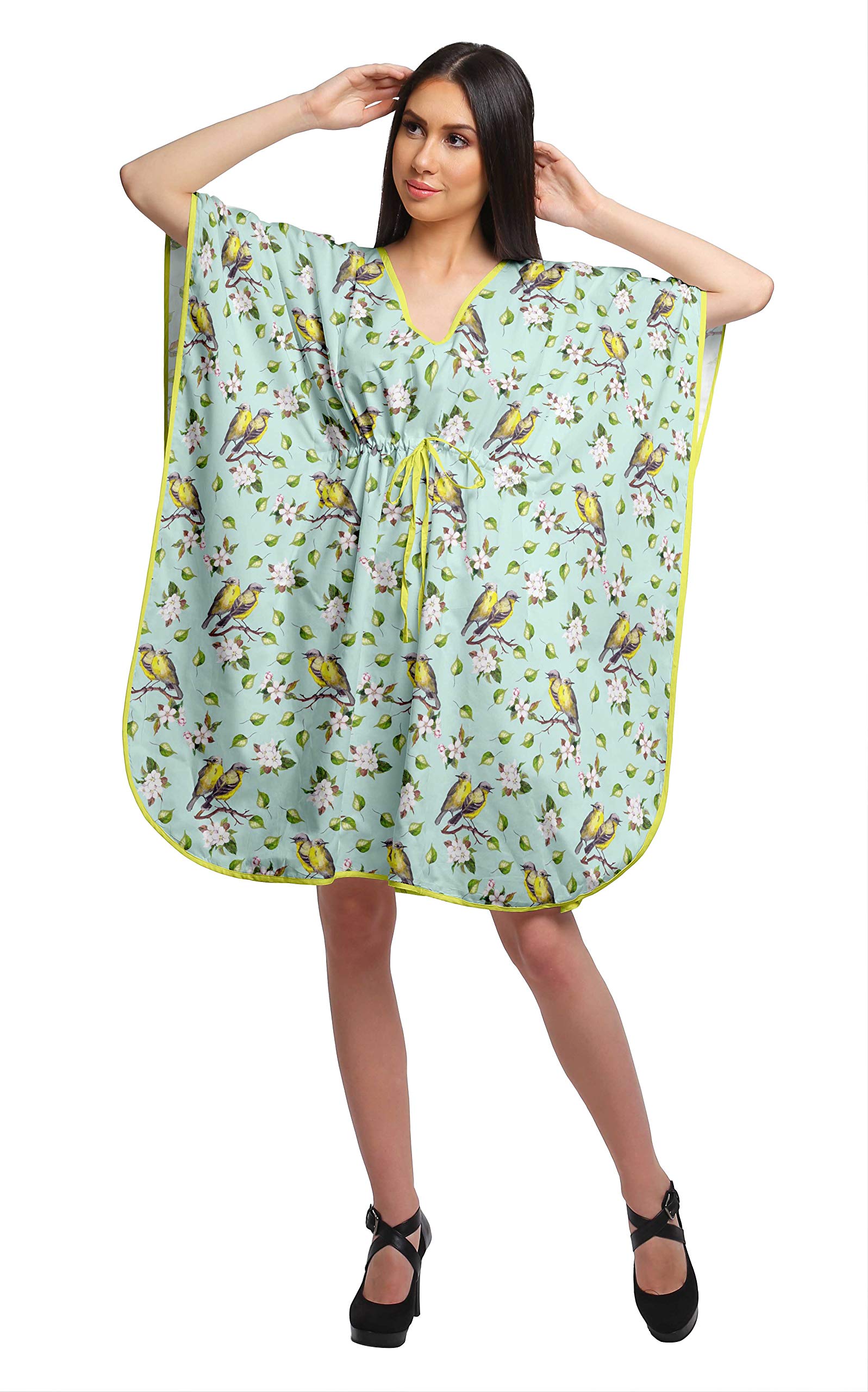 Women's Moomaya Beach Kaftan Dress - Floral Printed Bikini Cover Up, Plus Size Swimwear Coverup for Pool, Vacation & Summer Outfits