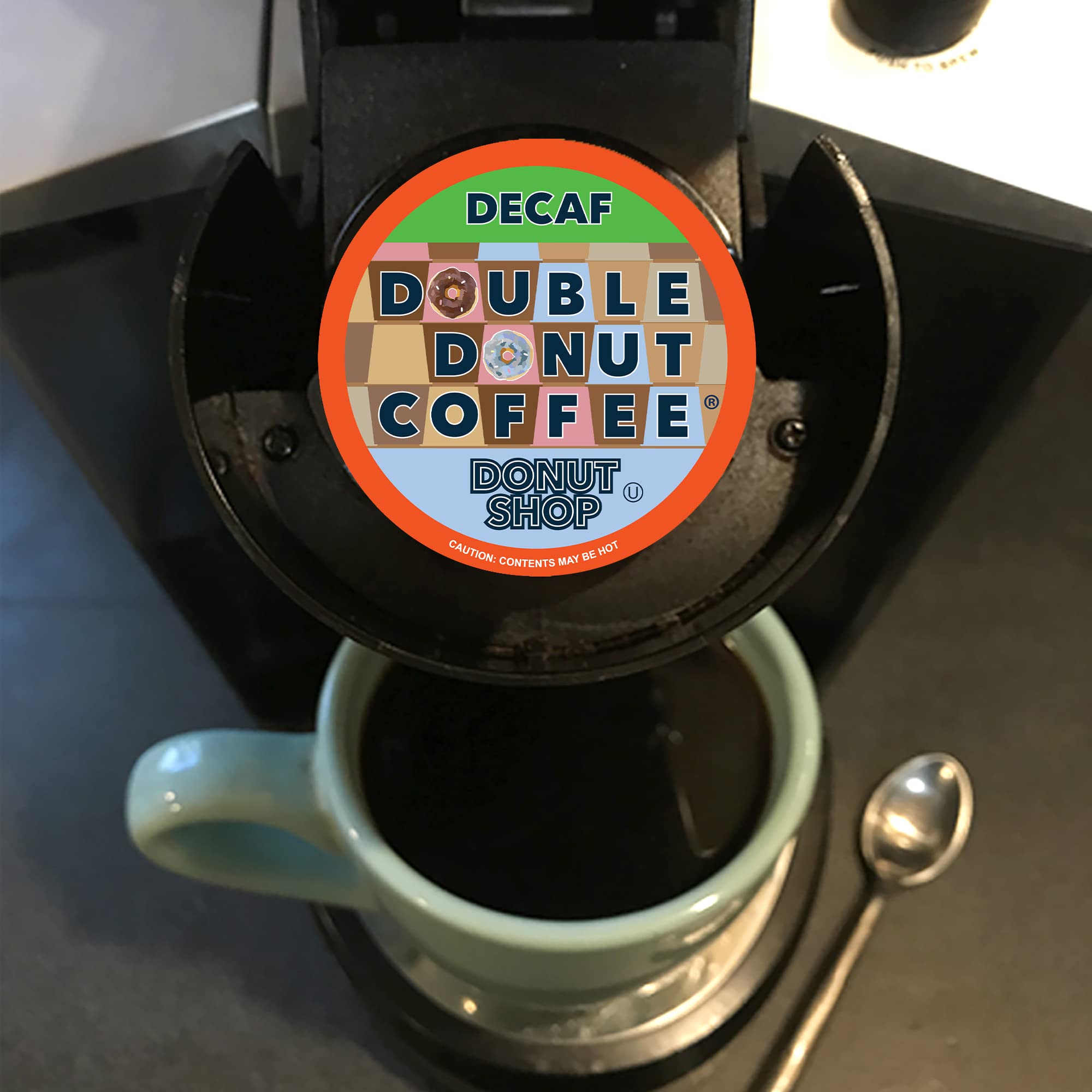 Premium Decaf Coffee Pods for Keurig - Double Donut Medium Roast Decaffeinated K-Cups, 24 Count - Perfect for Home, Office & Morning Brewing