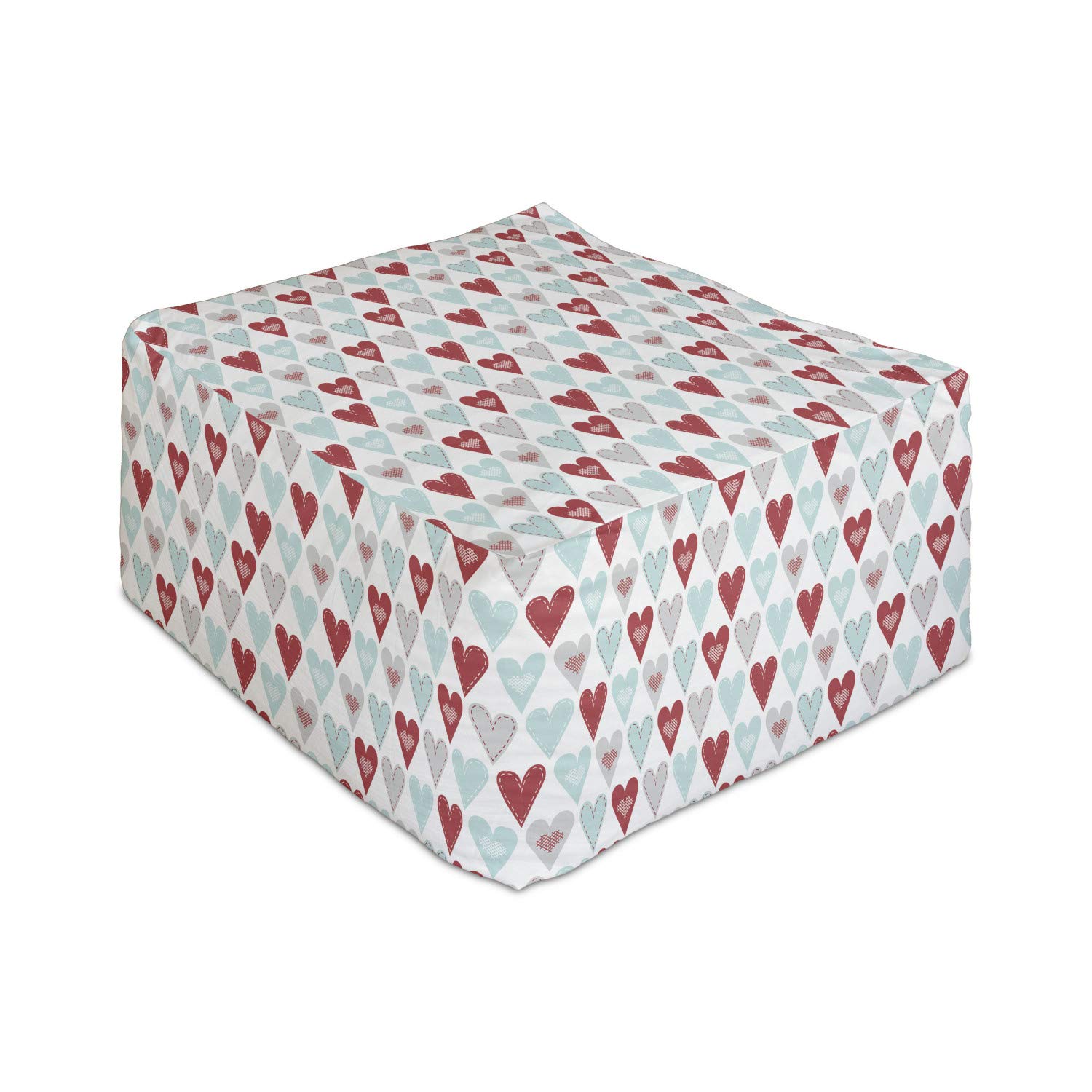 Ambesonne Heart Rectangle Pouf - Valentine's Day Love Theme with Romantic Hearts Pattern, 25