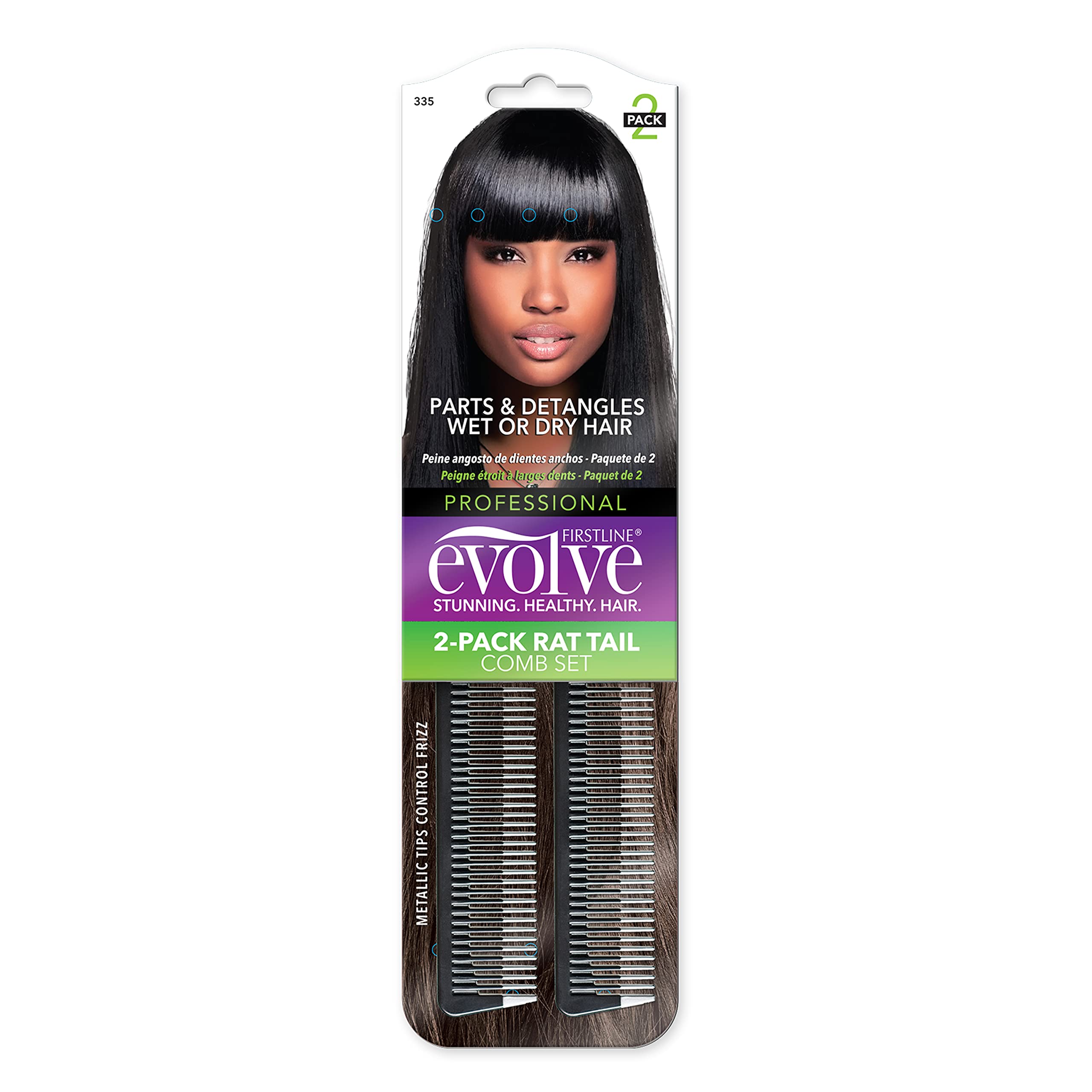 Evolve Professional Rat Tail Comb Set - 2 Pack for Hair Styling, Detangling & Sectioning - Perfect for Salons, Home Use & Travel