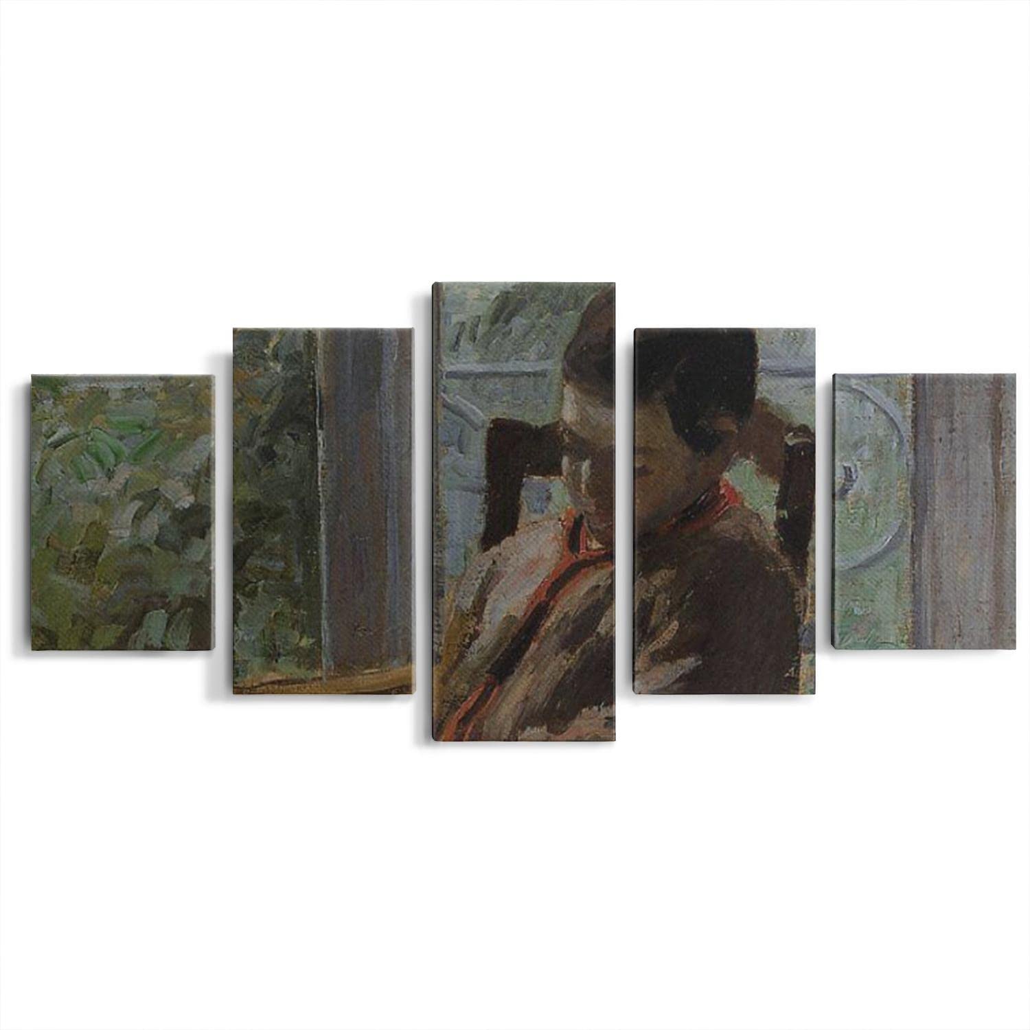 5-Piece Framed Canvas Wall Art Set - Camille & Lucien Pissarro Interior Paintings for Living Room, Bedroom & Office Decor | Vintage French Impressionist Art Prints