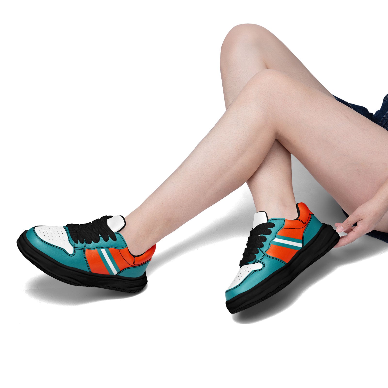Custom Green & Orange Miami Sneakers - Personalized Unisex Shoes FN032 D020389 | Trendy Streetwear & Casual Fashion for Men & Women